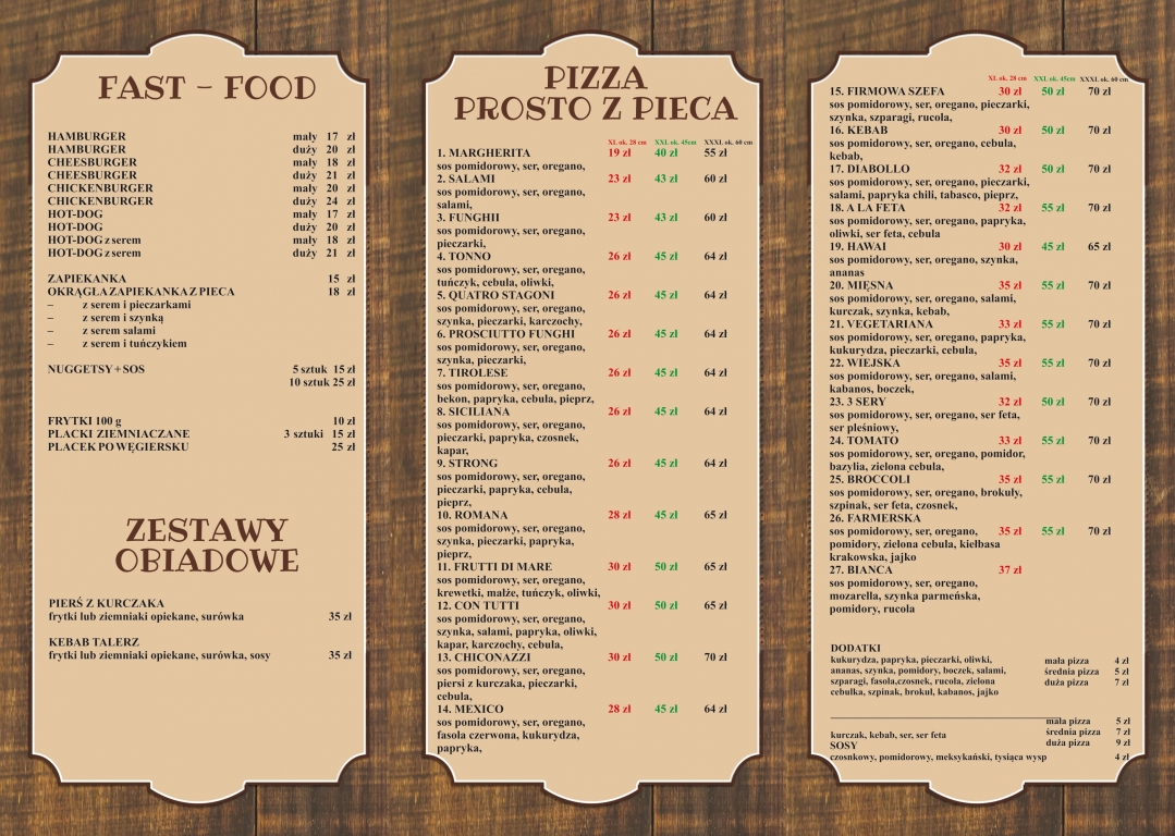 Karczma U Garncarzy Menu Pizza Galeria - Karczma u Karola